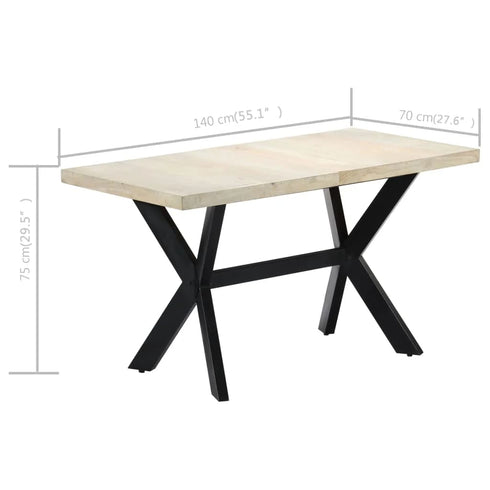 Rustika Rowe -  Dining Table 140x70x75 cm Solid Bleached Mango Wood